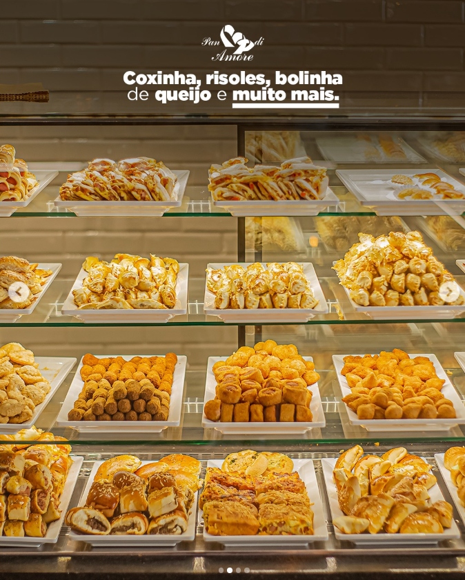 Vitrine de salgados da Pan Di Amore
